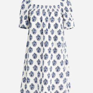 J.crew Blue and White Block Print Dress XL
